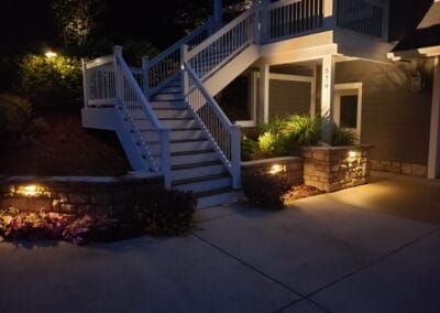 lighting under the outdoor stairway